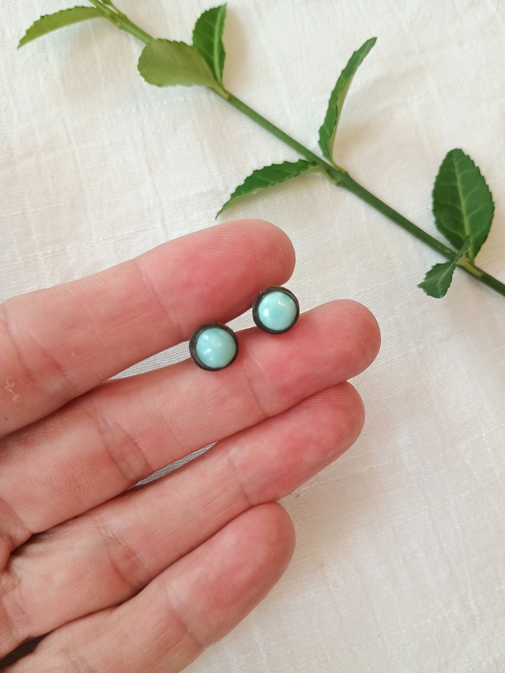🩵 SOUTHWESTERN STYLE 🩵 VTG Aqua Gemstone Stud Earrings, Whimsigothic Vibes